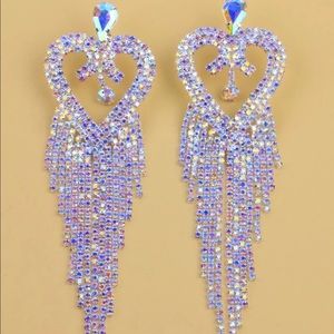 Iridescent heart long earrings ❣️‼️ #jewelry